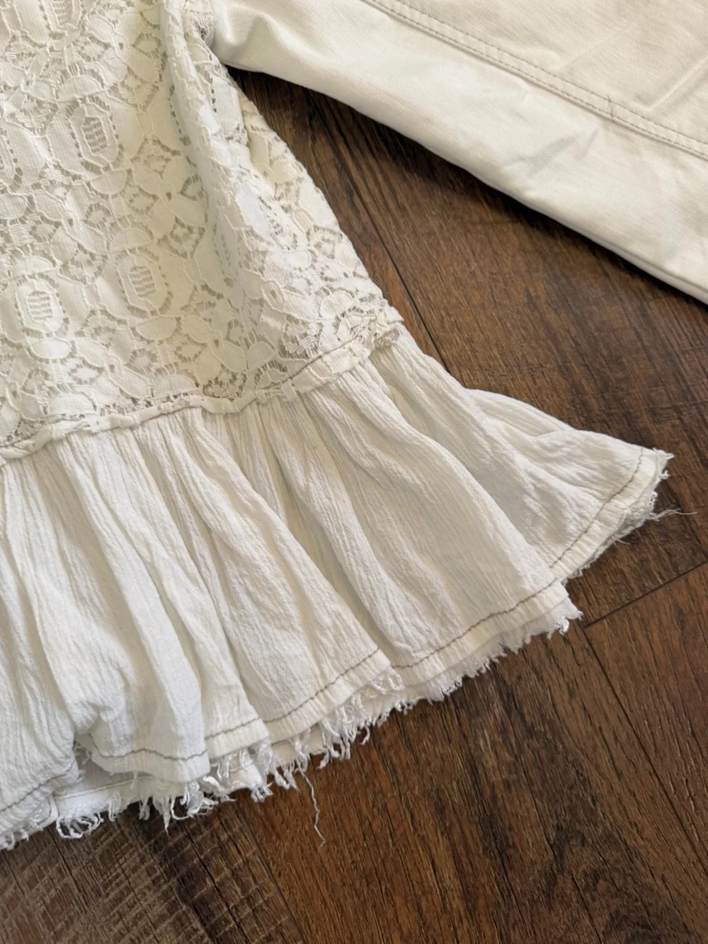 Free People Denim Jacket with Lace - Picture 9 of 10